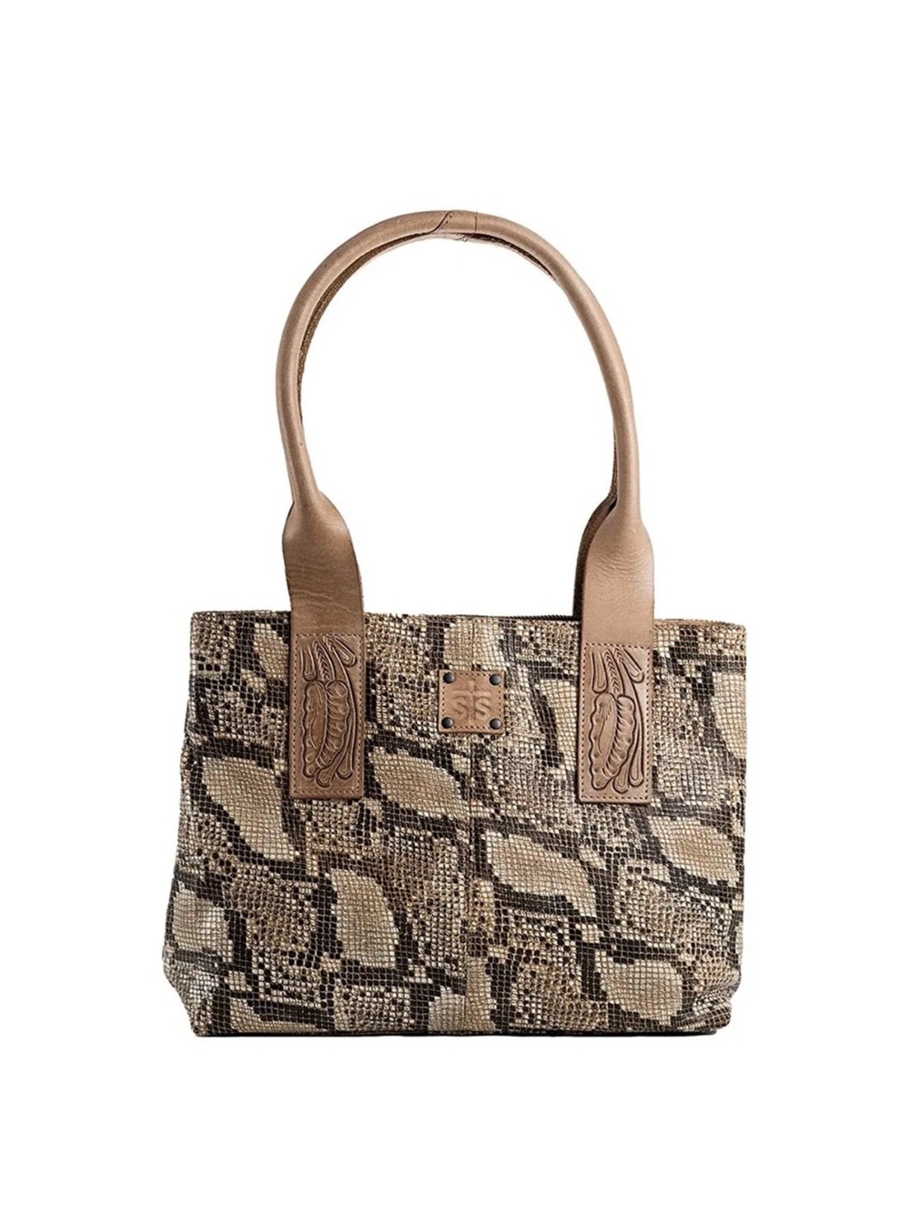 STS RANCHWEAR STELLA LEATHER SNAKE PRINT TOTE